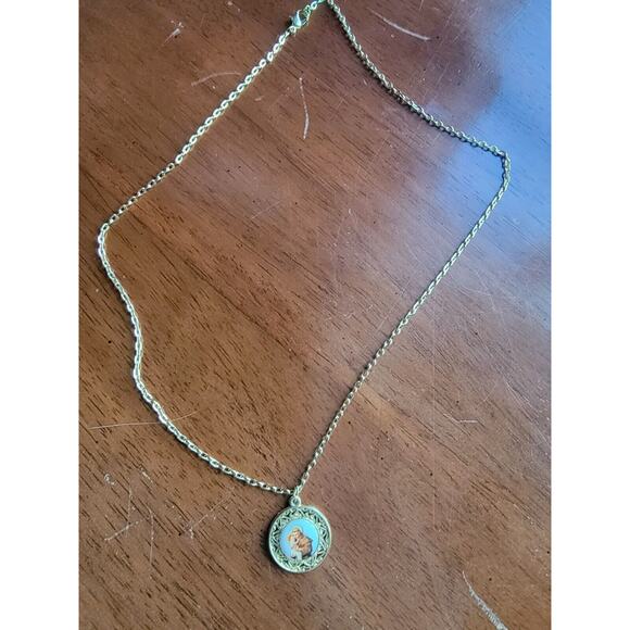 VINTAGE GOLD TONE ST ANTHONY PRAY FOR US ROUND PENDANT CHARM Necklace - Picture 2 of 6